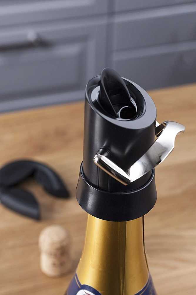 Vacu Vin Vacu Vin Champagne Saver, Juodas, Sidabrinis