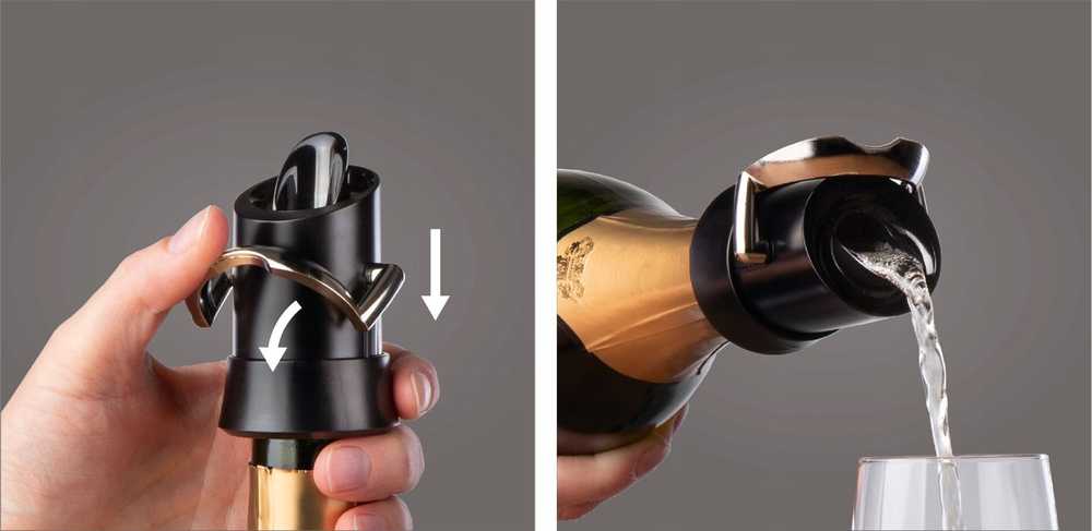 Vacu Vin Vacu Vin Champagne Saver, Juodas, Sidabrinis