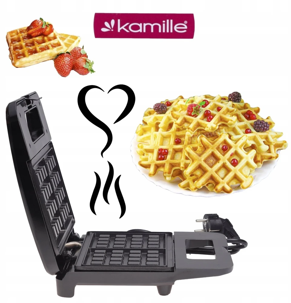 Vaflių keptuvė «Kamille 6719» (vaflinė traškiems vafliams) 800 W