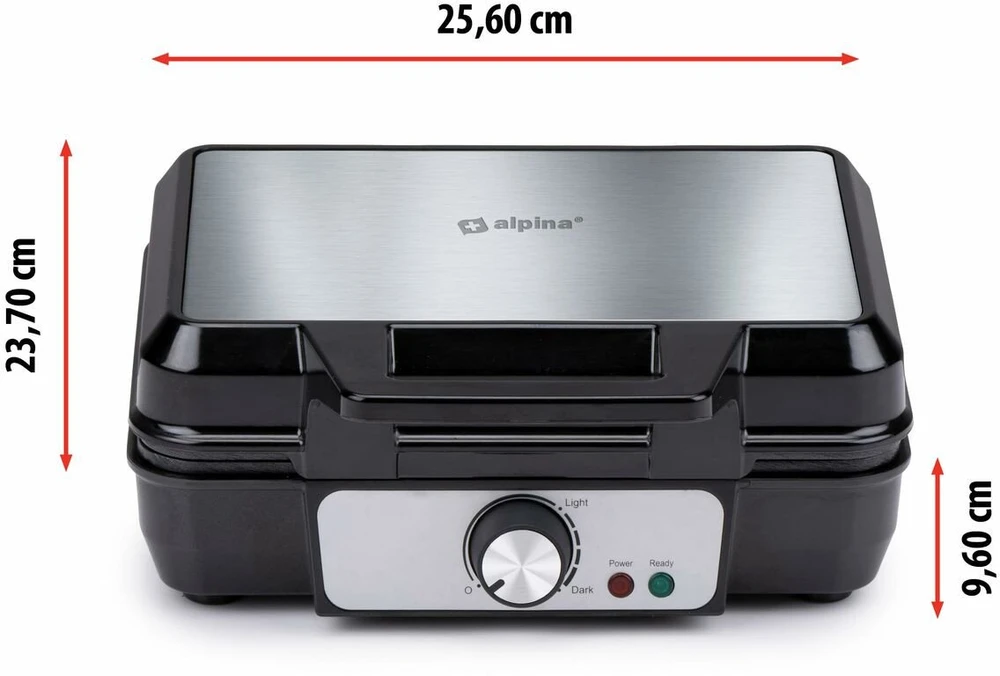 Alpina elektrinė vaflinė, 1000 W, juoda