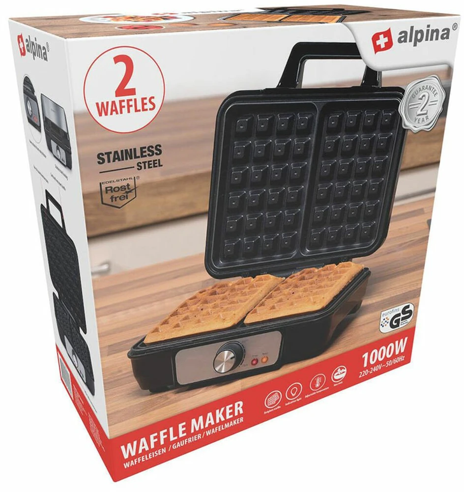 Alpina elektrinė vaflinė, 1000 W, juoda