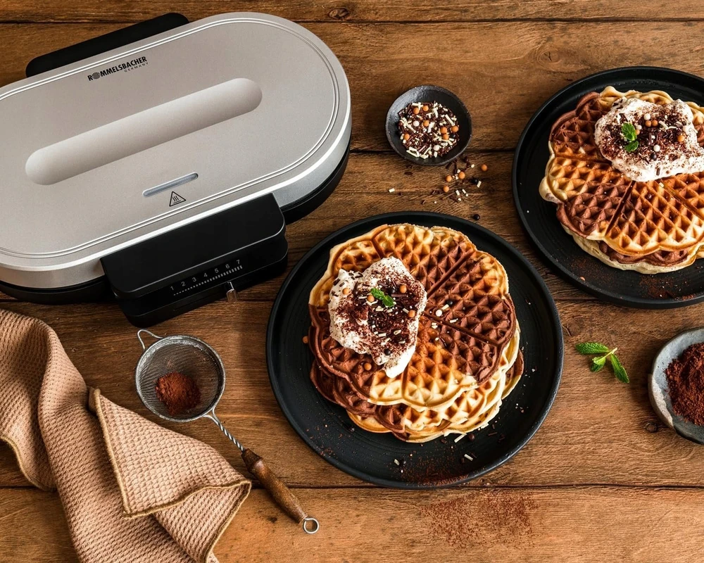 Vaflinė - Rommelsbacher WA 1250 2 Širdies formos vafliai Reguliuojama temperatūra Sidabrinė Juoda
