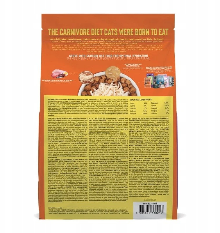 VAFO PRAHS Born Carnivore, sausas maistas, dla kot�w doros�ych, vištiena su jajkiem, 1,25 g, maišelis