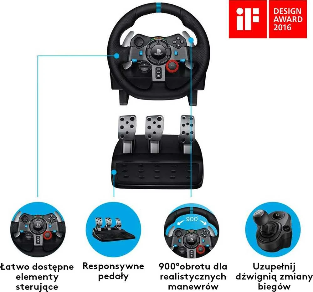 Žaidimų vairas Logitech G29 Driving Force PS5/PS4 PS3//PC Gaming steering wheel