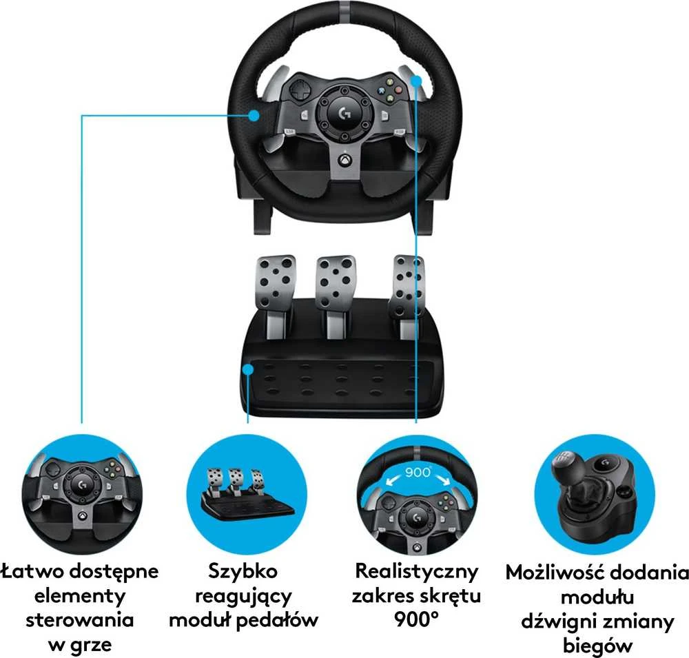 Logitech G920 Driving Force žaidimų vairas skirtas Xbox One ir PC su pedalais