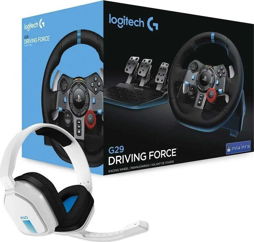 LOGITECH G29 Driving Force lenktyninis vairas PS + Astro A10 - Baltas
