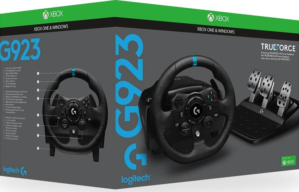 Vairas Logitech G923 XBOX Series X S/XBOX One/PC (941-000158) + Pavarų perjungimo svirtis G29, G920 Driving Force (941-000130)