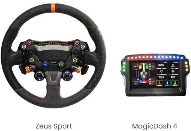 Vairas Simagic Zeus Sport Steering Wheel & MagicDash 4 Bundle, AirLink, all-in-one