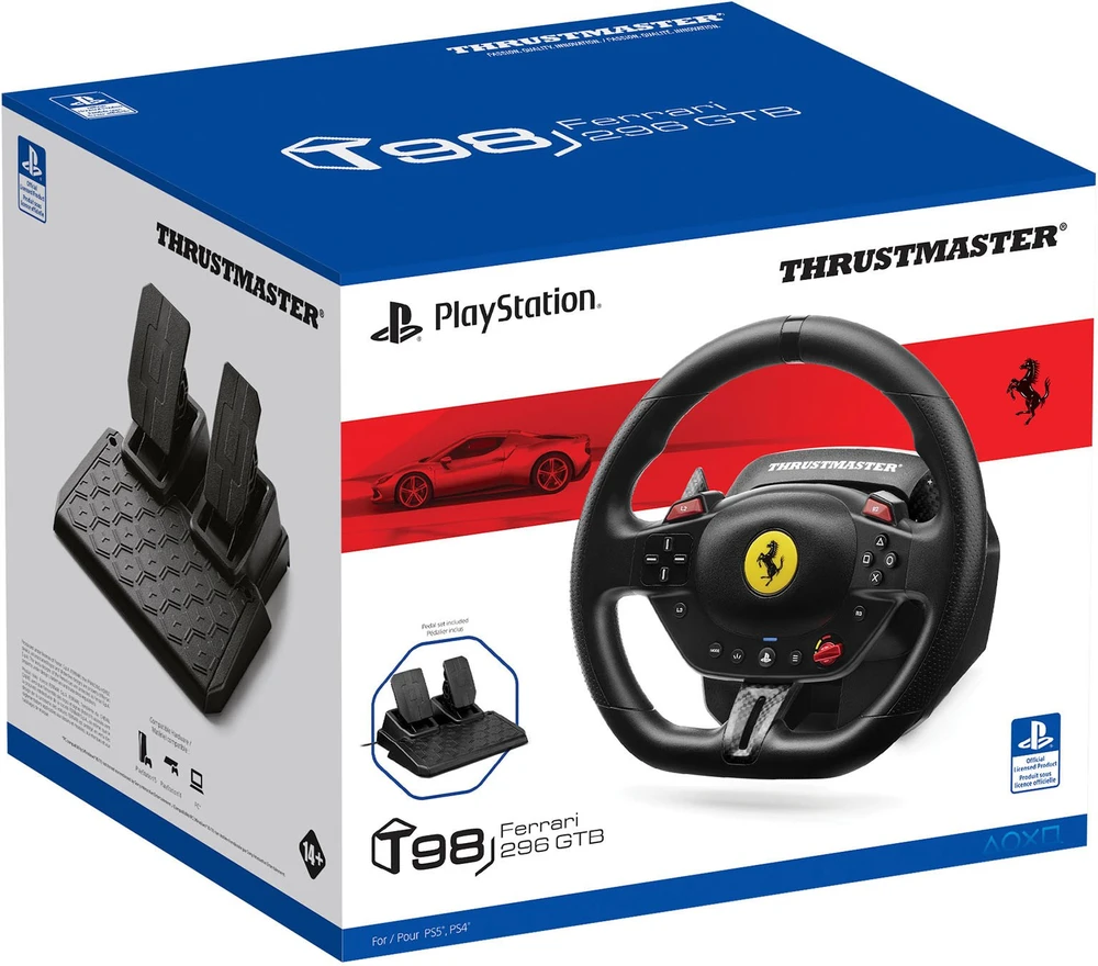 Žaidimų vairo rinkinys Thrustmaster Racing Wheel | T98-P Ferrari 296 GTB (vairo rinkinys + pedalų rinkinys) PS4 / PS5 / PC
