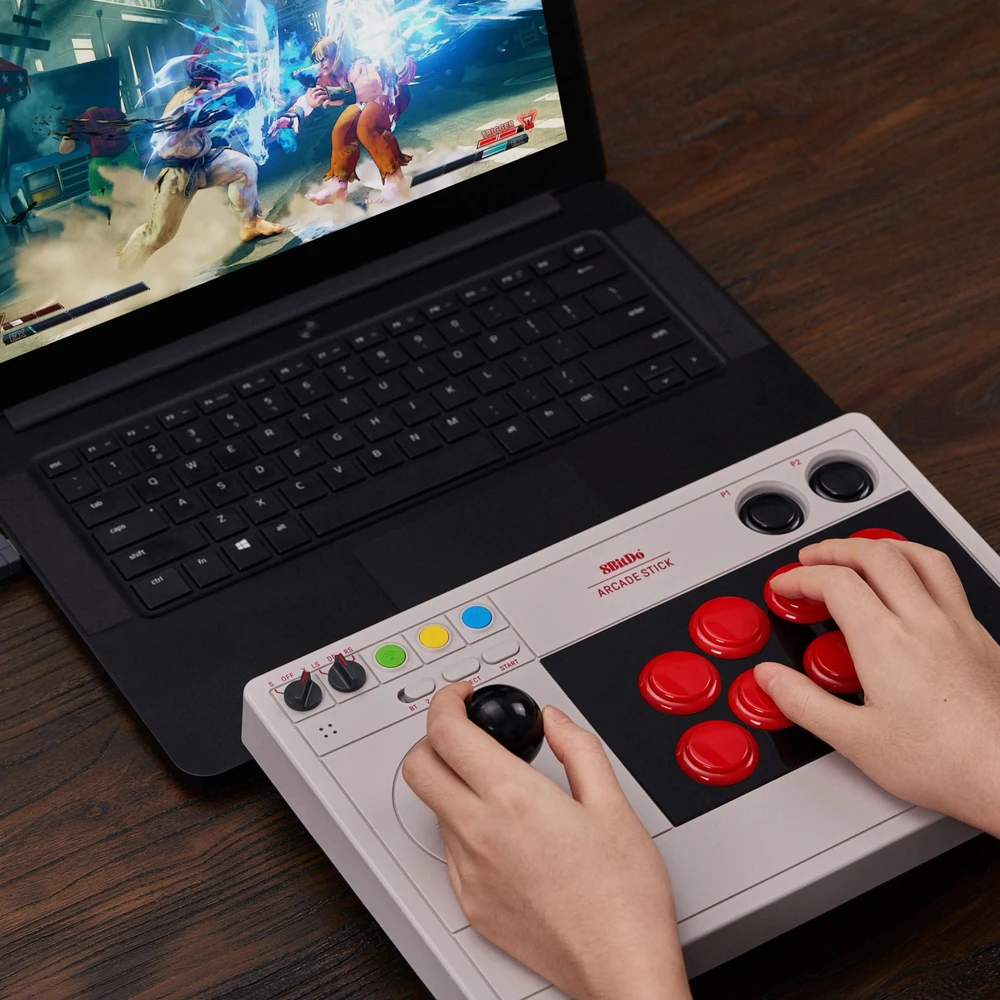 8BitDo Arcade Stick Switch ir PC (pilkas)