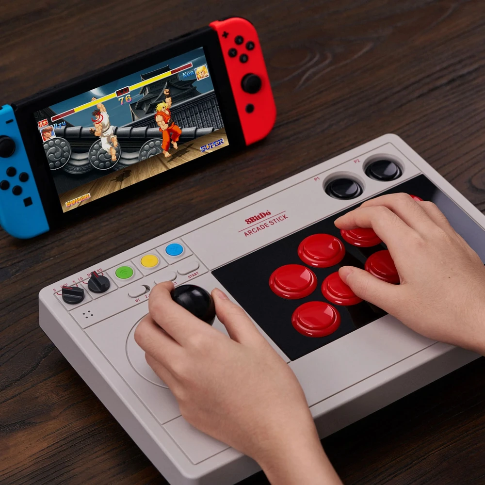 8BitDo Arcade Stick Switch ir PC (pilkas)
