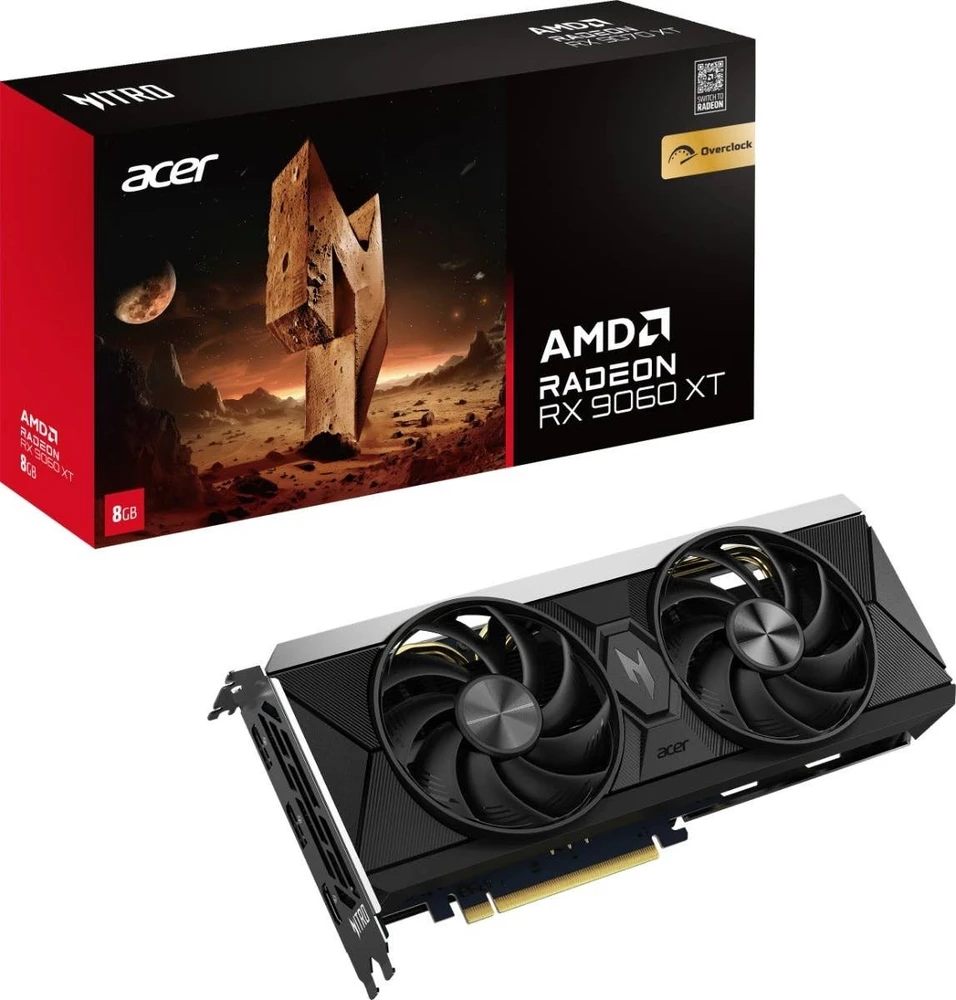 Vaizdo plokštė „Acer Nitro Radeon RX 9060 XT 8GB OC“ | AMD | 8 GB | „Radeon RX 9060 XT“ serija | GDDR6 | HDMI jungčių kiekis: 1 | PCI Express 5.0