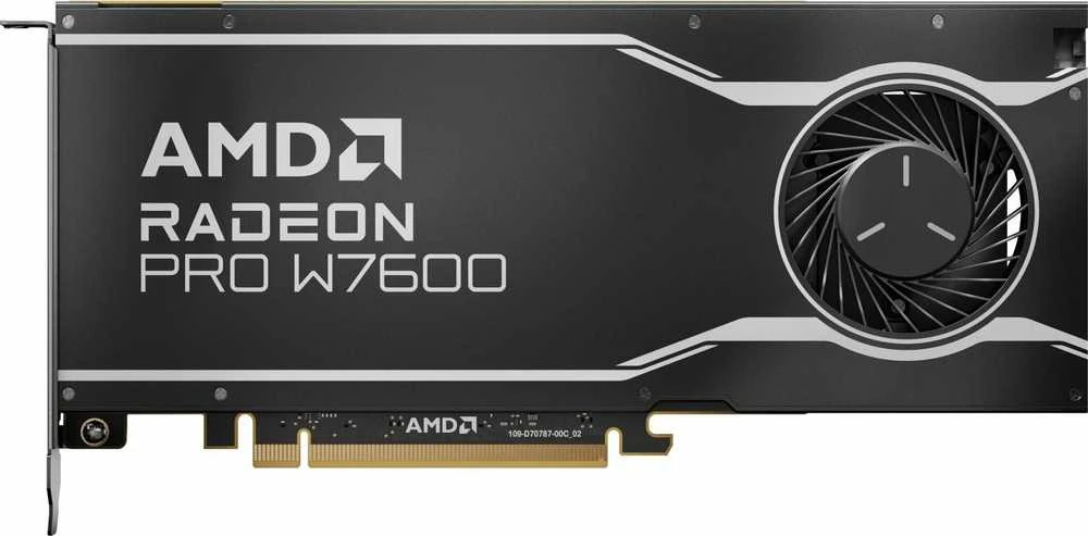 Vaizdo plokštė AMD GPU W7600 8GB GDDR6 128bit, 20Tflops, 4x DP 2.1, aktyvus ventiliatorius, RDNA3