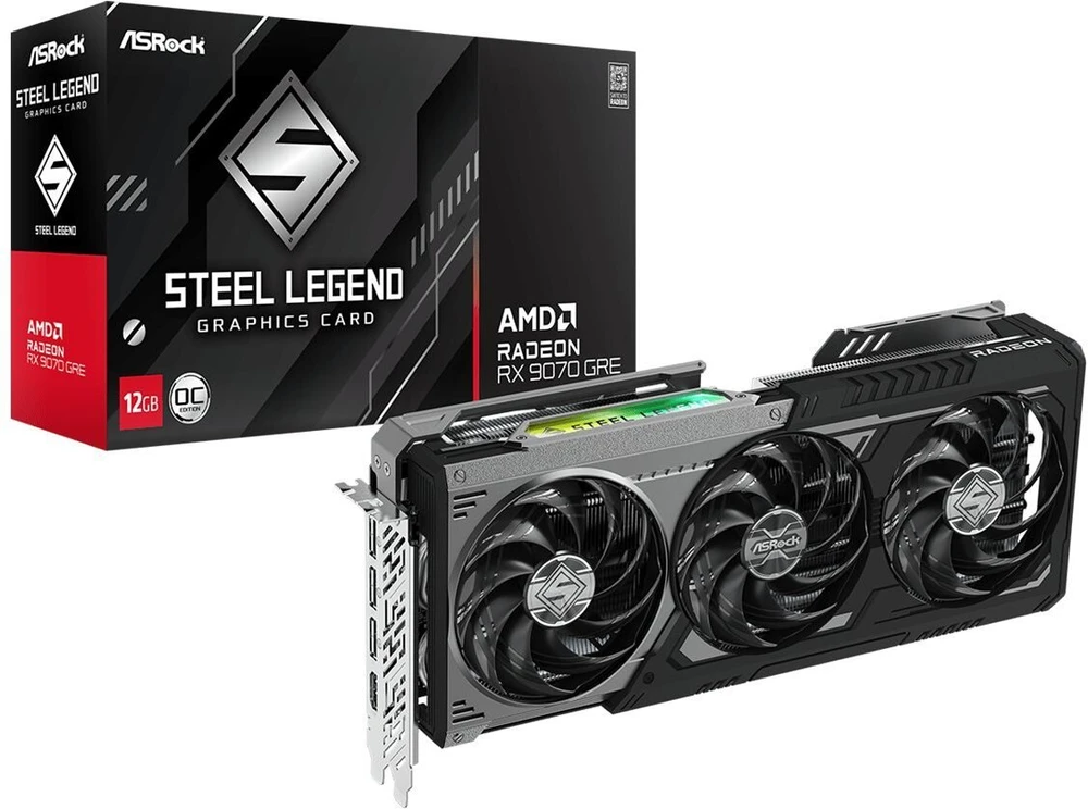 ASRock RX9070GRE Steel Legend Dark 12GB OC vaizdo plokštė