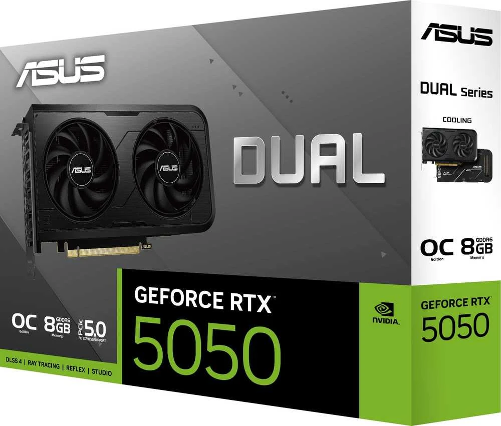 ASUS dviguba NVIDIA GeForce RTX 5050 8 GB OC vaizdo plokštė