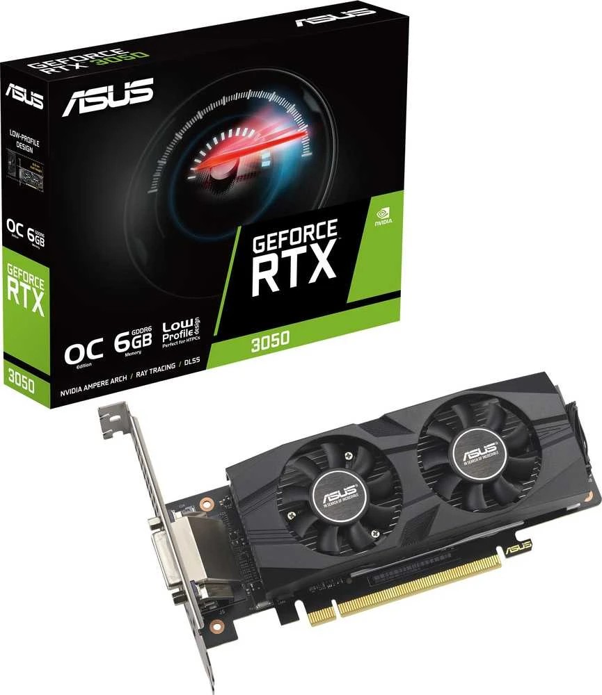 Vaizdo plokštė ASUS GeForce RTX 3050 OC 6GB GDDR6 žemo profilio (Low Profile) 90YV0KQ0-M0NA00