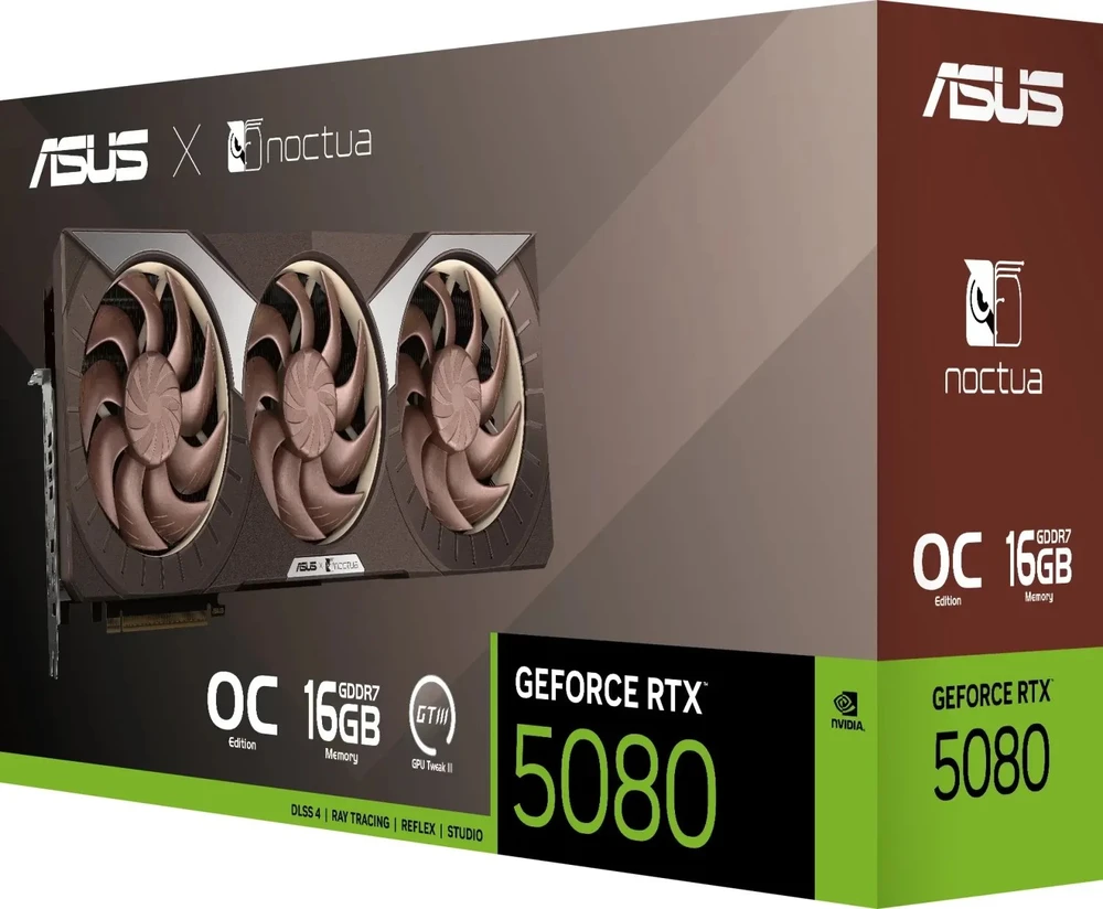 Vaizdo plokštė Asus GeForce RTX 5080 Noctua OC 16GB GDDR7 DLSS4 (RTX5080-O16G-NOCTUA)