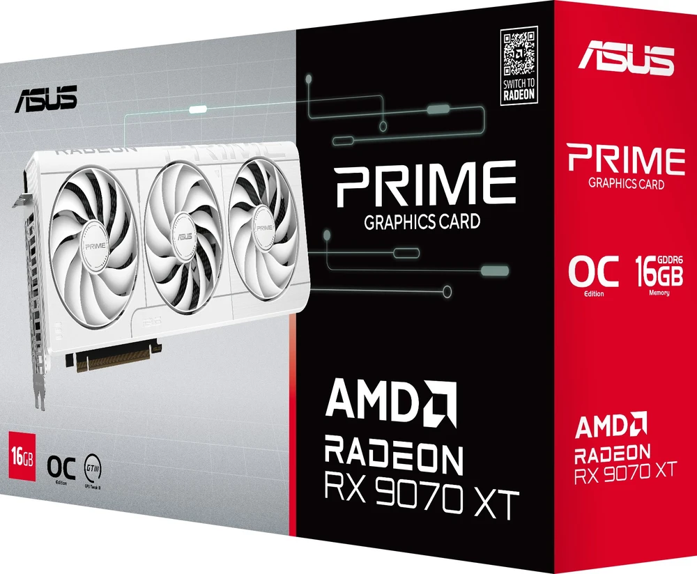Vaizdo plokštė ASUS Radeon RX 9070 XT PRIME 16GB Baltas OC
