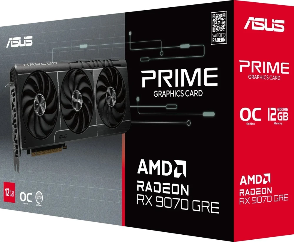 Vaizdo plokštė ASUS Prime -RX9070GRE-O12G AMD Radeon RX 9070 GRE 12 GB GDDR6