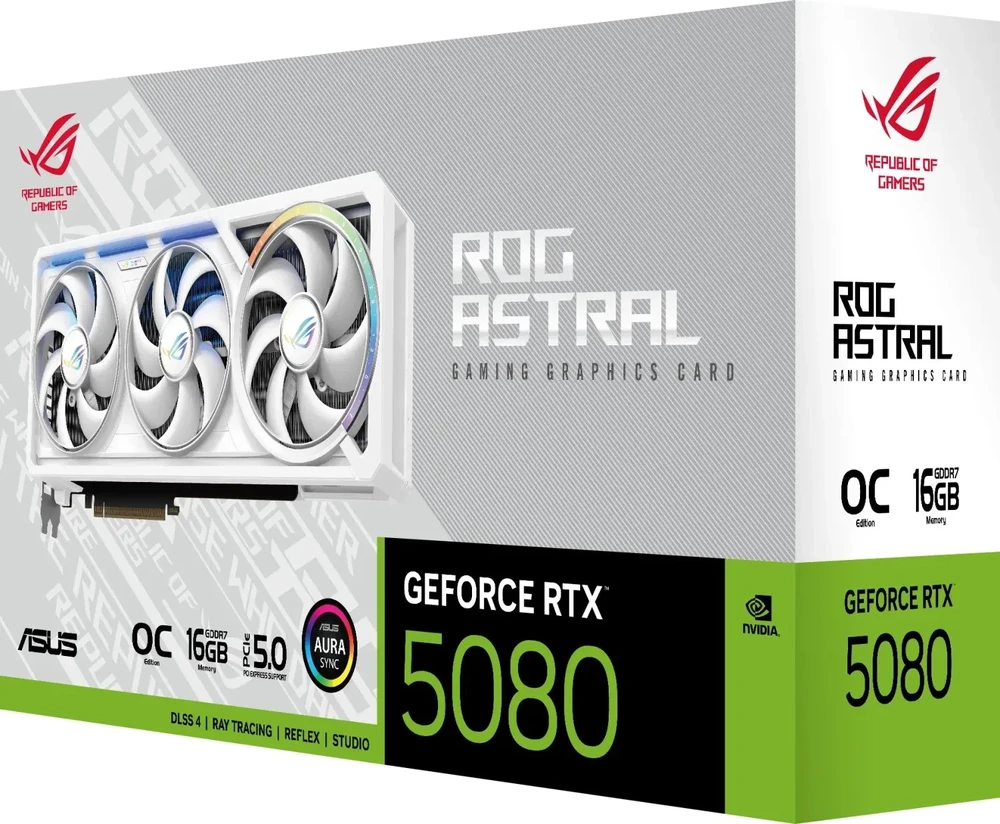 Vaizdo plokštė ASUS GeForce RTX 5080 ROG ASTRAL OC Baltas 16GB DLSS 4
