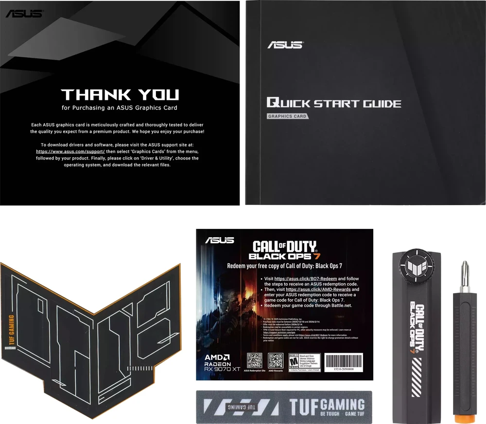 Vaizdo plokštė ASUS TUF Gaming Radeon RX 9070 XT COD BO7 specialus leidimas, 16384 MB GDDR6