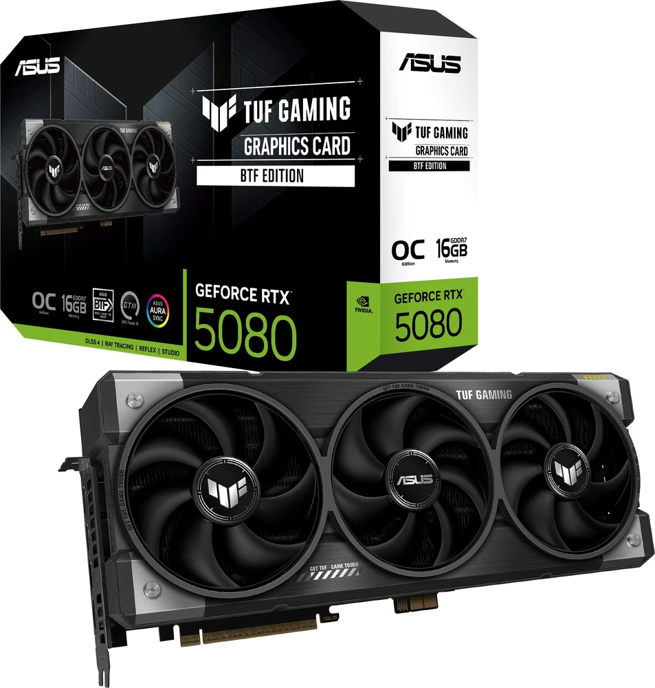 Vaizdo plokštė Asus TUF-RTX5080-O16G-BTF-GAMING NVIDIA GeForce RTX 5080 16 GB GDDR7 (90YV0PU0-M0NA00)