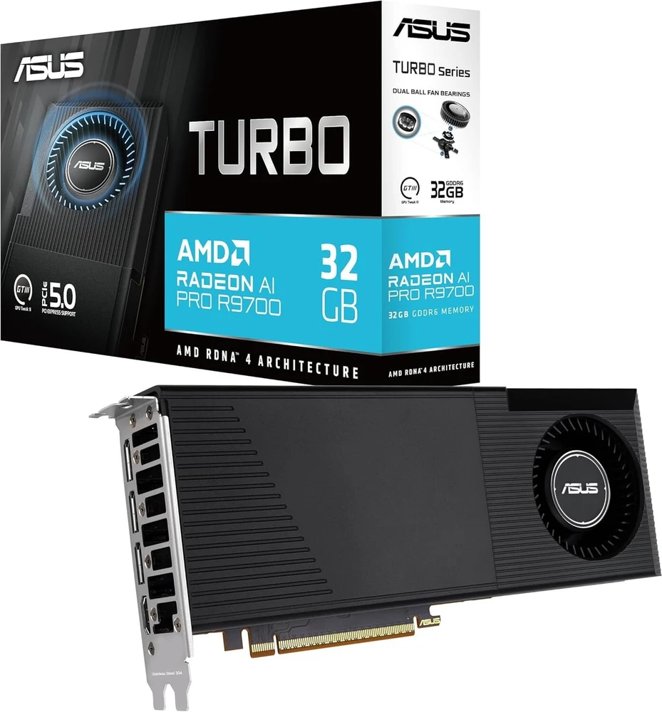 Vaizdo plokštė ASUS Turbo -AI-PRO-R9700-32G AMD Radeon AI PRO R9700 32 GB GDDR6