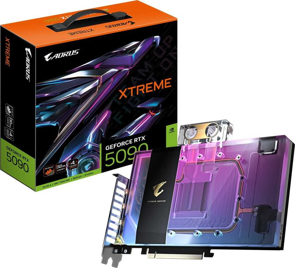 GIGABYTE AORUS GeForce RTX 5090 XTREME WATERFORCE WB 32G Grafikos plokštė - 32GB GDDR7