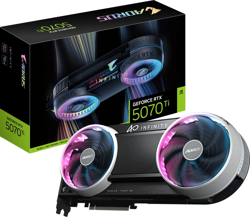 Cooler Master Vaizdo plokštė Gigabyte AORUS GeForce RTX 5070 Ti Infinity 16GB GDDR7 DLSS4 (GV-N507TAORUS IF-16GD)