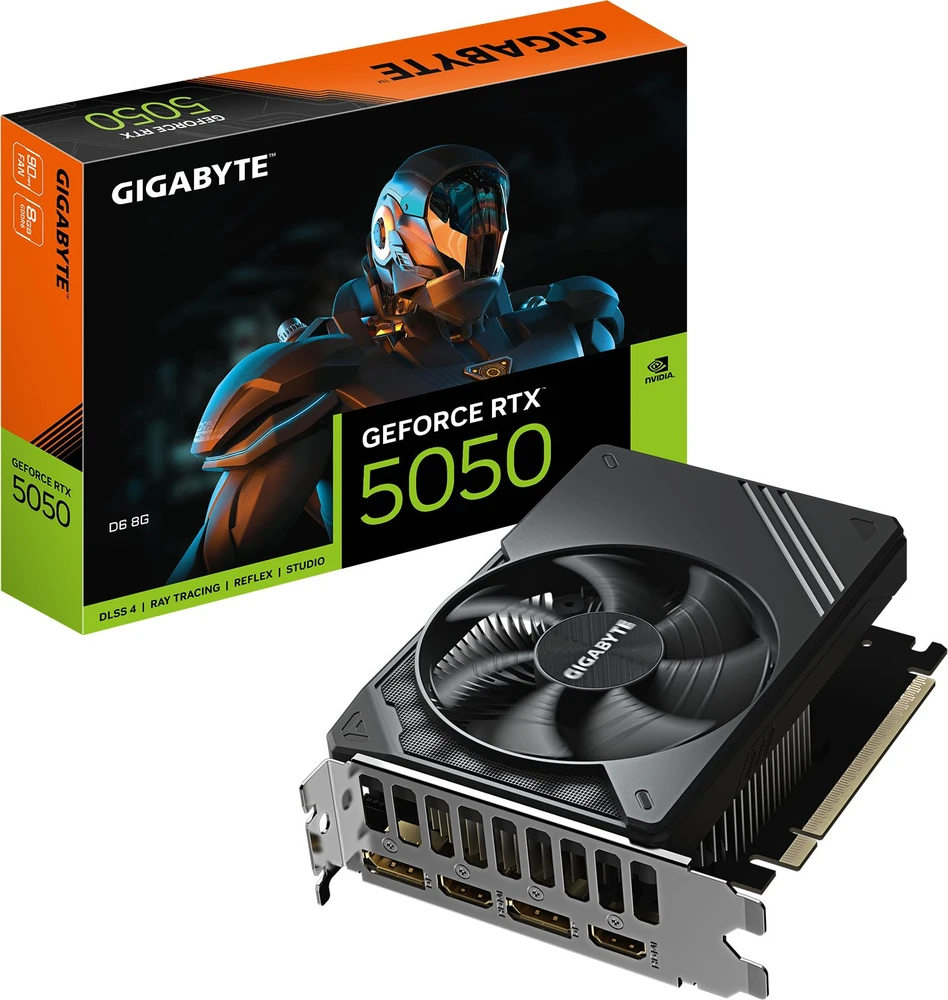 Vaizdo plokštė „Gigabyte GeForce RTX 5050 D6 8G“ | „NVIDIA“ | 8 GB | „GeForce RTX 5050“ | GDDR6 | HDMI jungčių kiekis: 2 | PCI-E 5.0