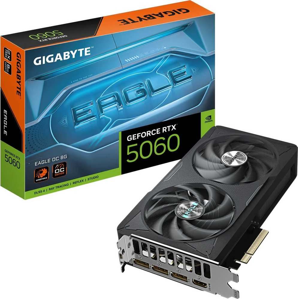 „Gigabyte GeForce RTX 5060 EAGLE OC 8G“ | NVIDIA | 8 GB | „GeForce RTX 5060“ | GDDR7 | HDMI jungčių kiekis: 1 | PCI-E 5.0