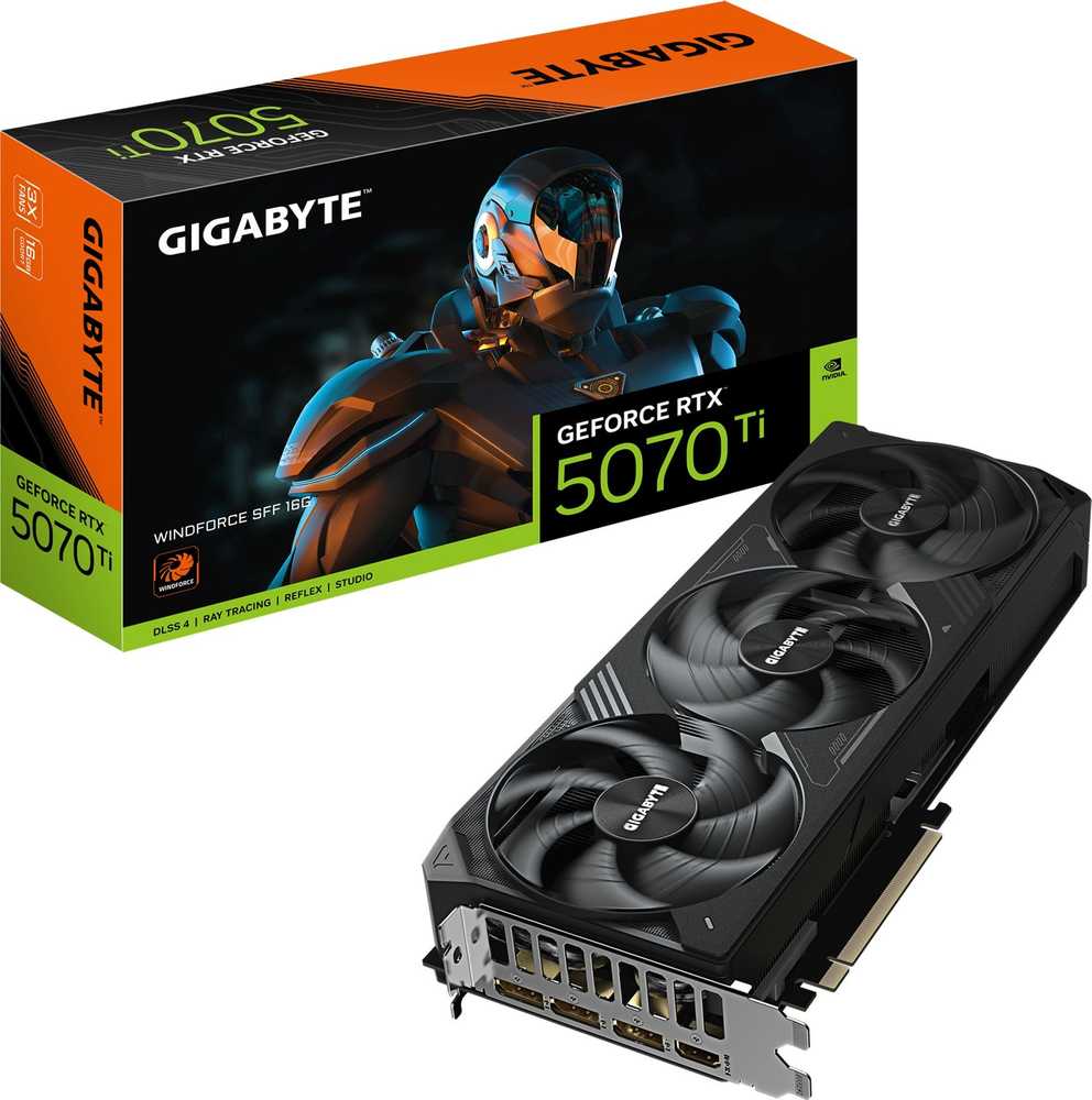 Vaizdo plokštė „Gigabyte GeForce RTX 5070 Ti WINDFORCE SFF 16G“ | NVIDIA | 16 GB | „GeForce RTX 5070 Ti“ | GDDR7 | HDMI jungčių kiekis: 1 | PCI-E 5.0 | Atminties taktinis dažnis: 2452 MHz