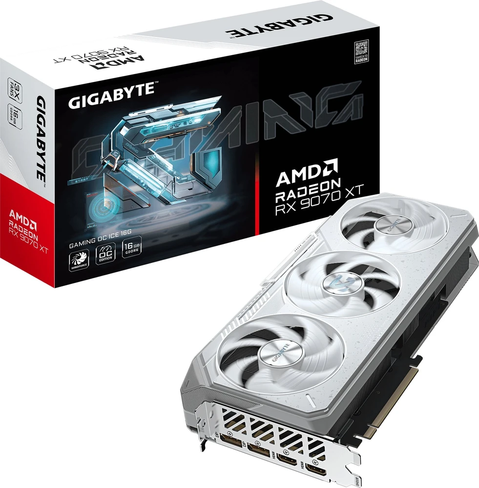 GIGABYTE Radeon RX 9070 XT GAMING OC ICE 16G Grafikos plokštė