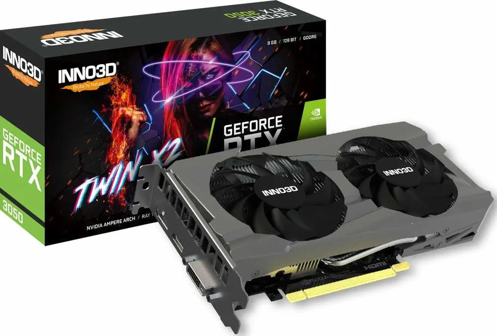 Vaizdo plokštė INNO3D GeForce RTX 3050 Twin X2 V2, 8192 MB GDDR6