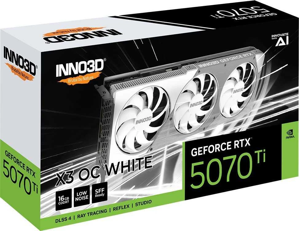 Vaizdo plokštė INNO3D GeForce RTX 5070 Ti X3 Baltas 16GB OC DLSS 4