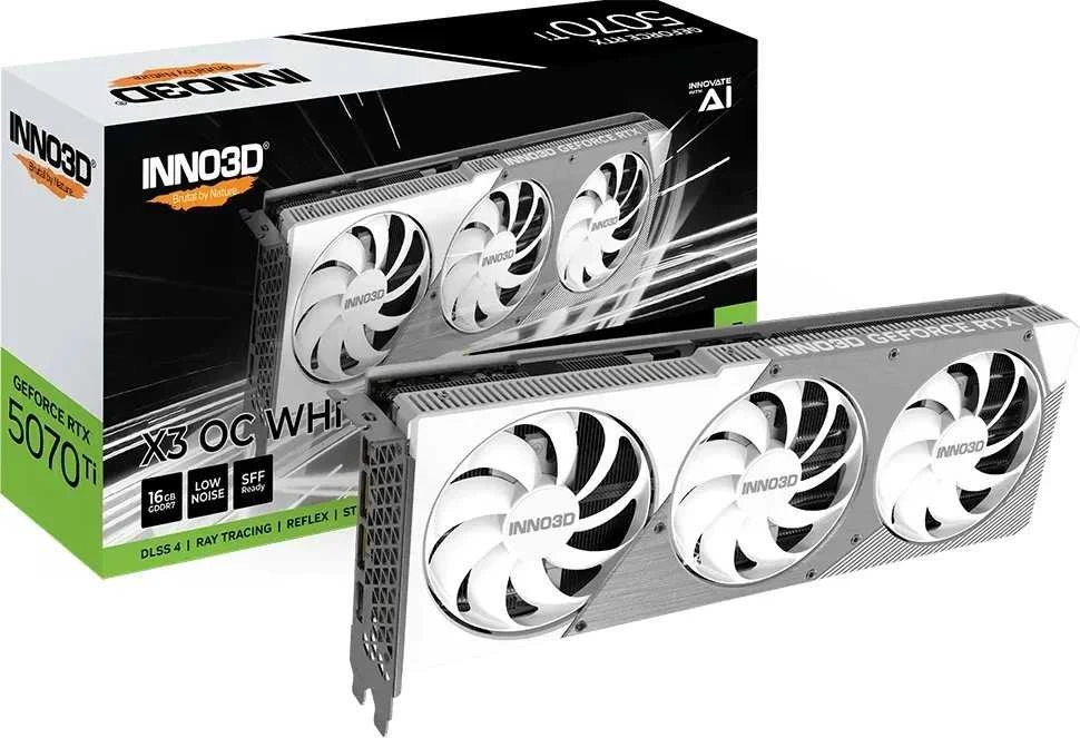 Vaizdo plokštė INNO3D GeForce RTX 5070 Ti X3 Baltas 16GB OC DLSS 4