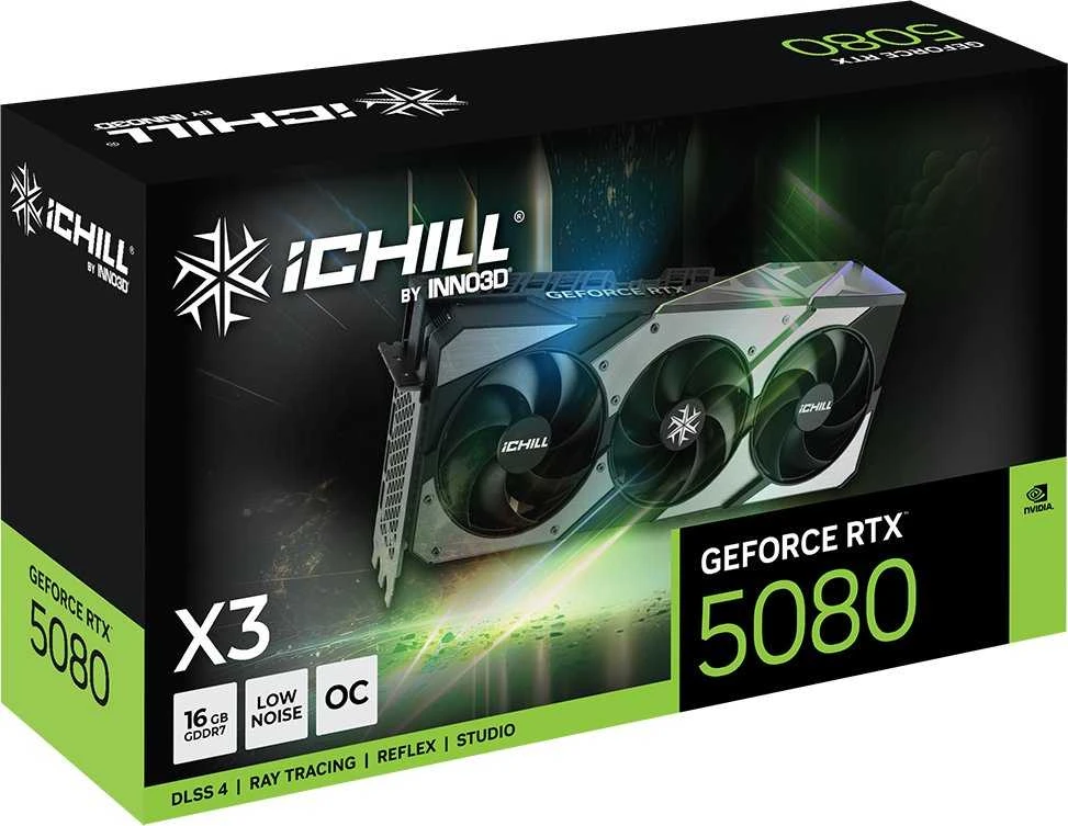Vaizdo plokštė „Inno3D iChill GeForce RTX 5080 X3“ NVIDIA 16 GB GDDR7