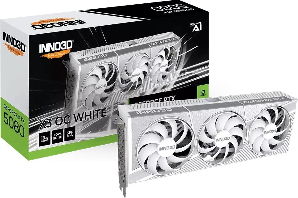 Vaizdo plokštė „Inno3D GeForce RTX 5080 X3 OS“ balta NVIDIA 16 GB GDDR7