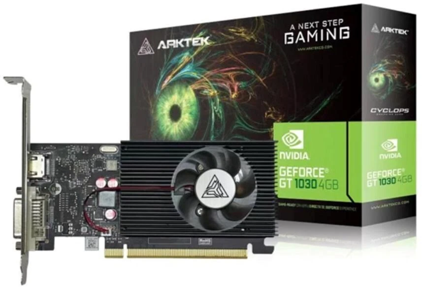 „Meta ARKTEK“ vaizdo plokštė „NVIDIA GeForce GT 1030 4GB“, „GT 1030“, 4 GB DDR4, 1 x HDMI, 1 x DVI