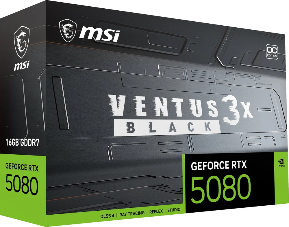 Vaizdo plokštė MSI GeForce RTX 5080 16G VENTUS 3X OC Juodas
