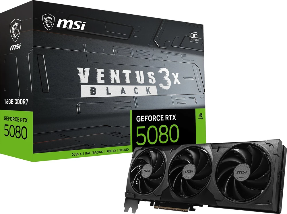 Vaizdo plokštė MSI GeForce RTX 5080 16G VENTUS 3X OC Juodas