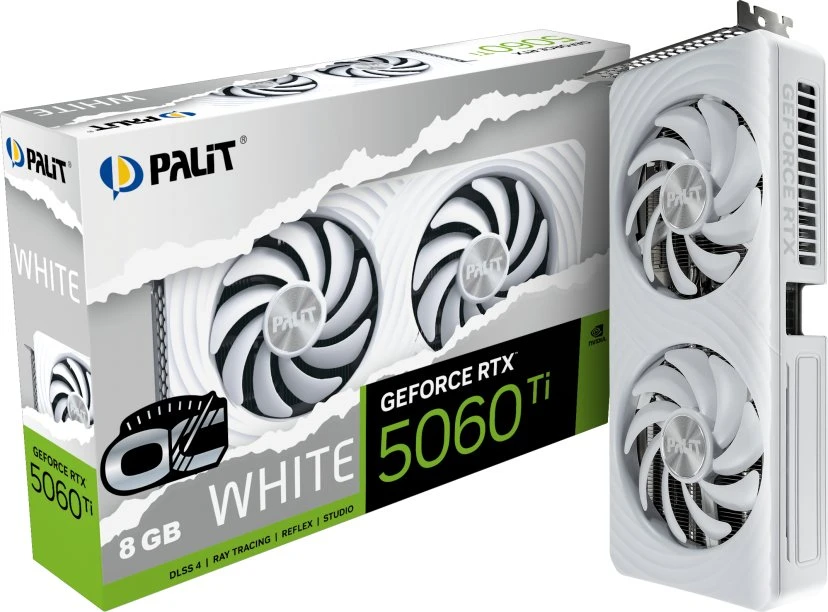 Vaizdo plokštė Palit GeForce RTX 5060Ti balta OC NVIDIA 8GB GDDR7