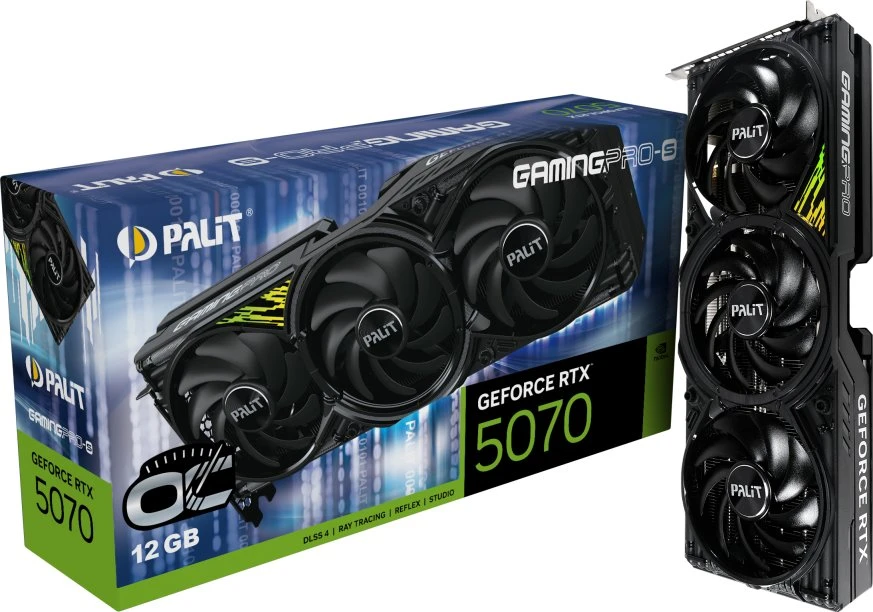 Vaizdo plokštė Palit GeForce RTX 5070 Ti GamingPro-S OC, 16384 MB GDDR7