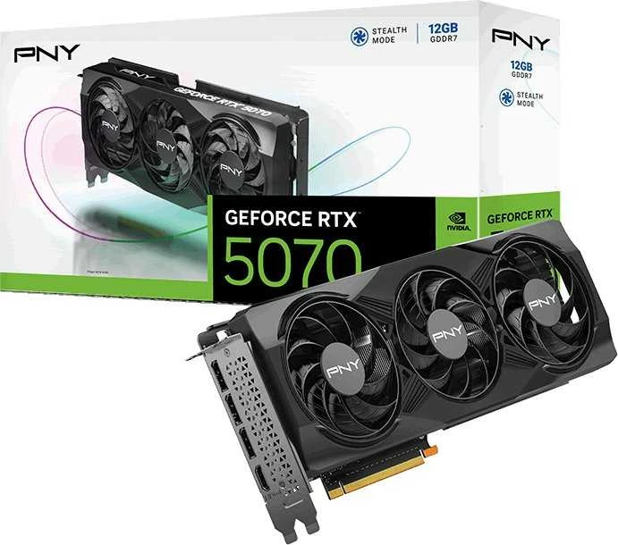 Vaizdo plokštė PNY GEFORCE RTX 5070 12GB su trimis ventiliatoriais