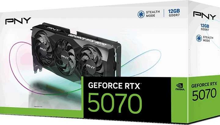 Vaizdo plokštė PNY GEFORCE RTX 5070 12GB su trimis ventiliatoriais