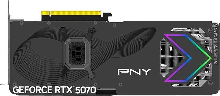 PNY GeForce RTX 5070 ARGB EPIC-X RGB™ trijų ventiliatorių vaizdo plokštė, 12 GB OC, DLSS 4