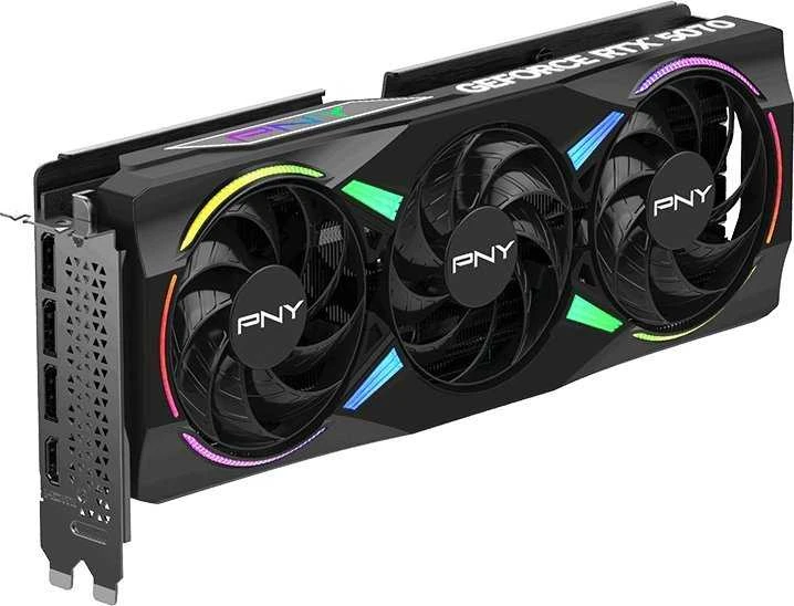 PNY GeForce RTX 5070 ARGB EPIC-X RGB™ trijų ventiliatorių vaizdo plokštė, 12 GB OC, DLSS 4