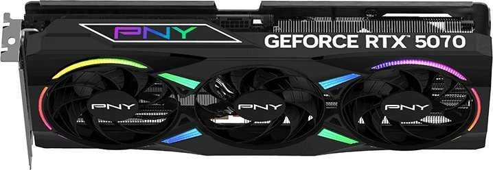 PNY GeForce RTX 5070 ARGB EPIC-X RGB™ trijų ventiliatorių vaizdo plokštė, 12 GB OC, DLSS 4