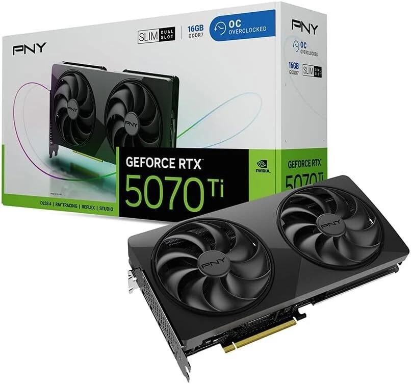 Vaizdo plokštė PNY GeForce RTX 5070 Ti Slim OC 12GB GDDR7 DLSS4 (VCG5070T16DFSXPB1-O)