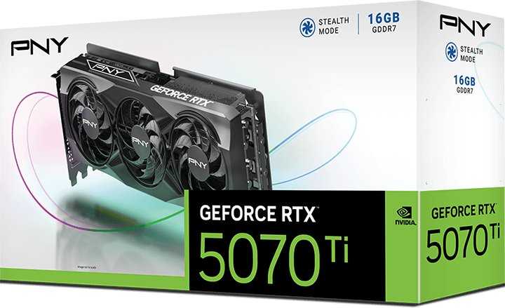 PNY GeForce RTX 5070 Ti trijų ventiliatorių 16 GB GDDR7 DLSS4 vaizdo plokštė (VCG5070T16TFXPB1)